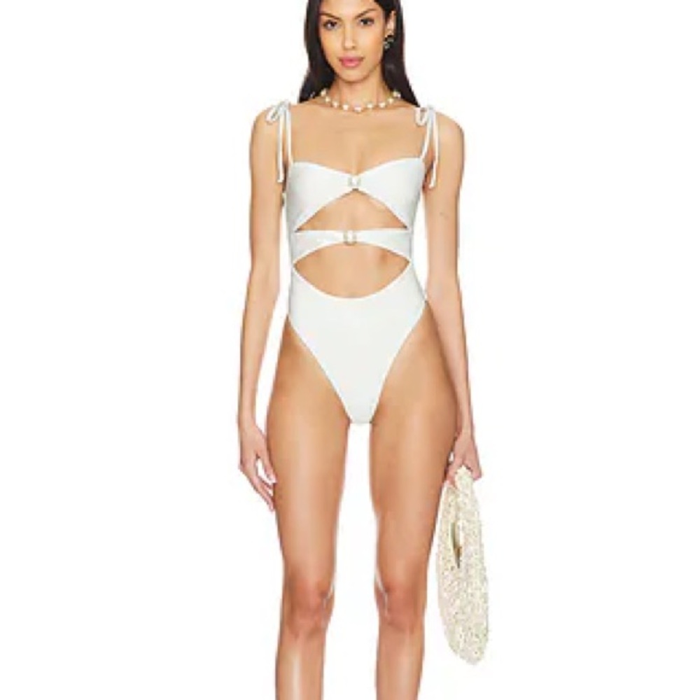 Silver glitter pearl one piece swimsuit